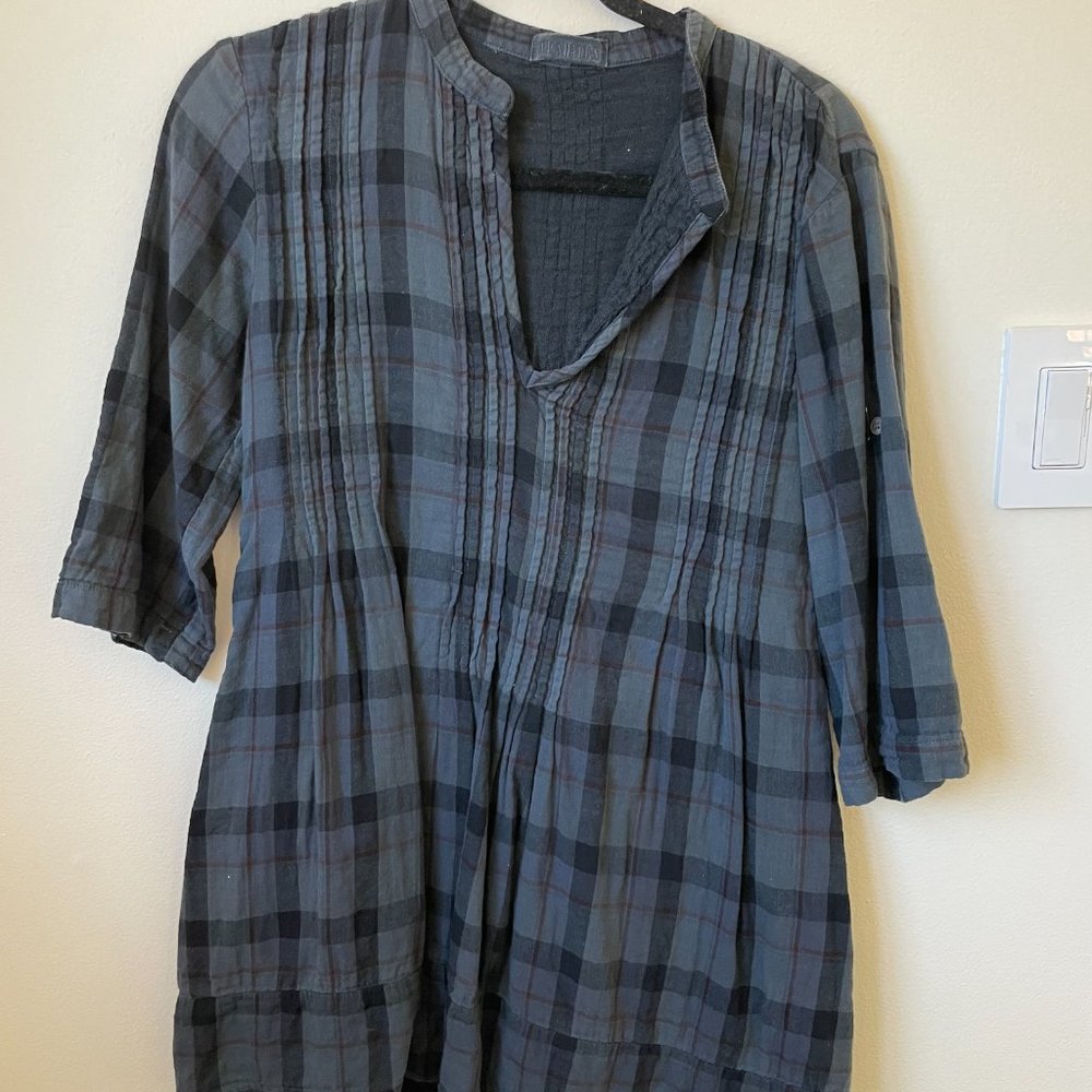 CP Shades Regina Tunic Plaid Linen Small